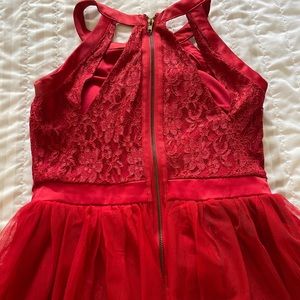 Red XOXO Tulle and Lace Dress